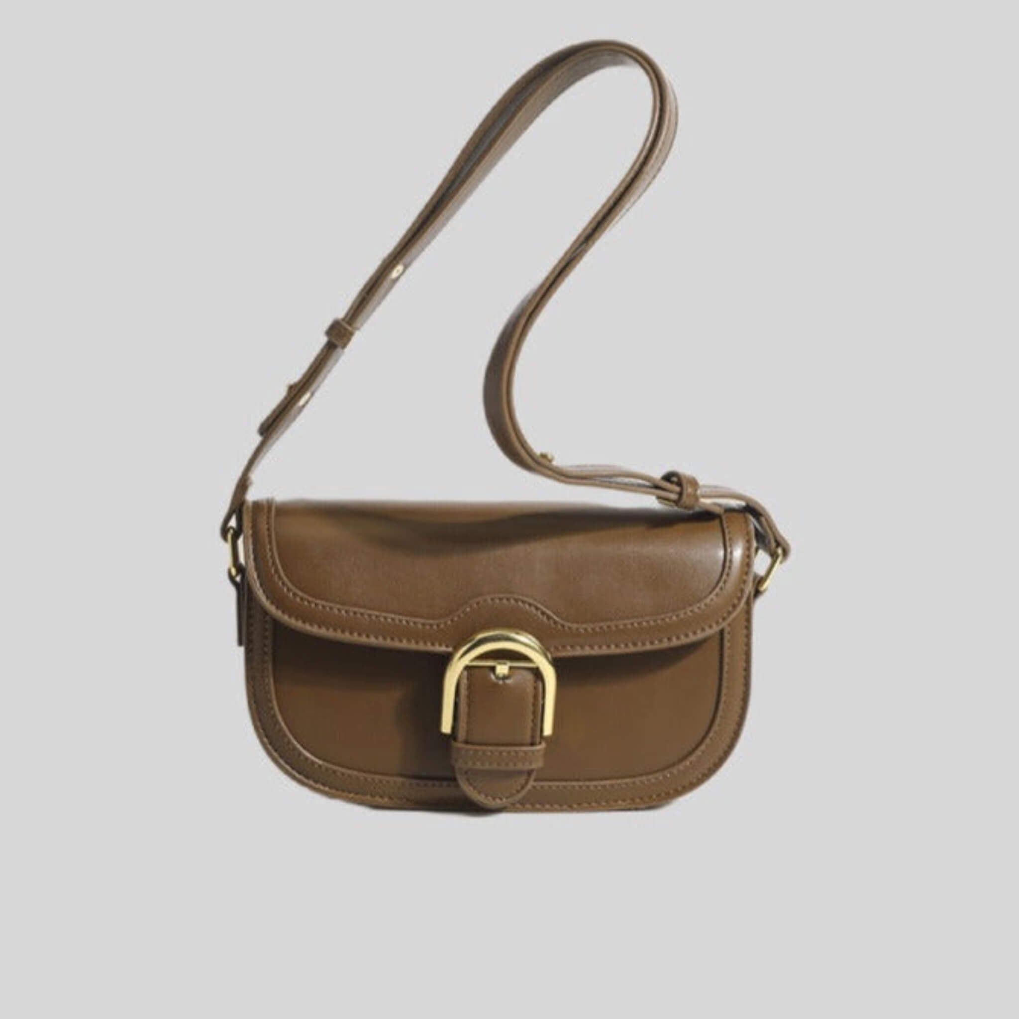 French-style Single Shoulder Saddle Bag  UponBasics Coffee  