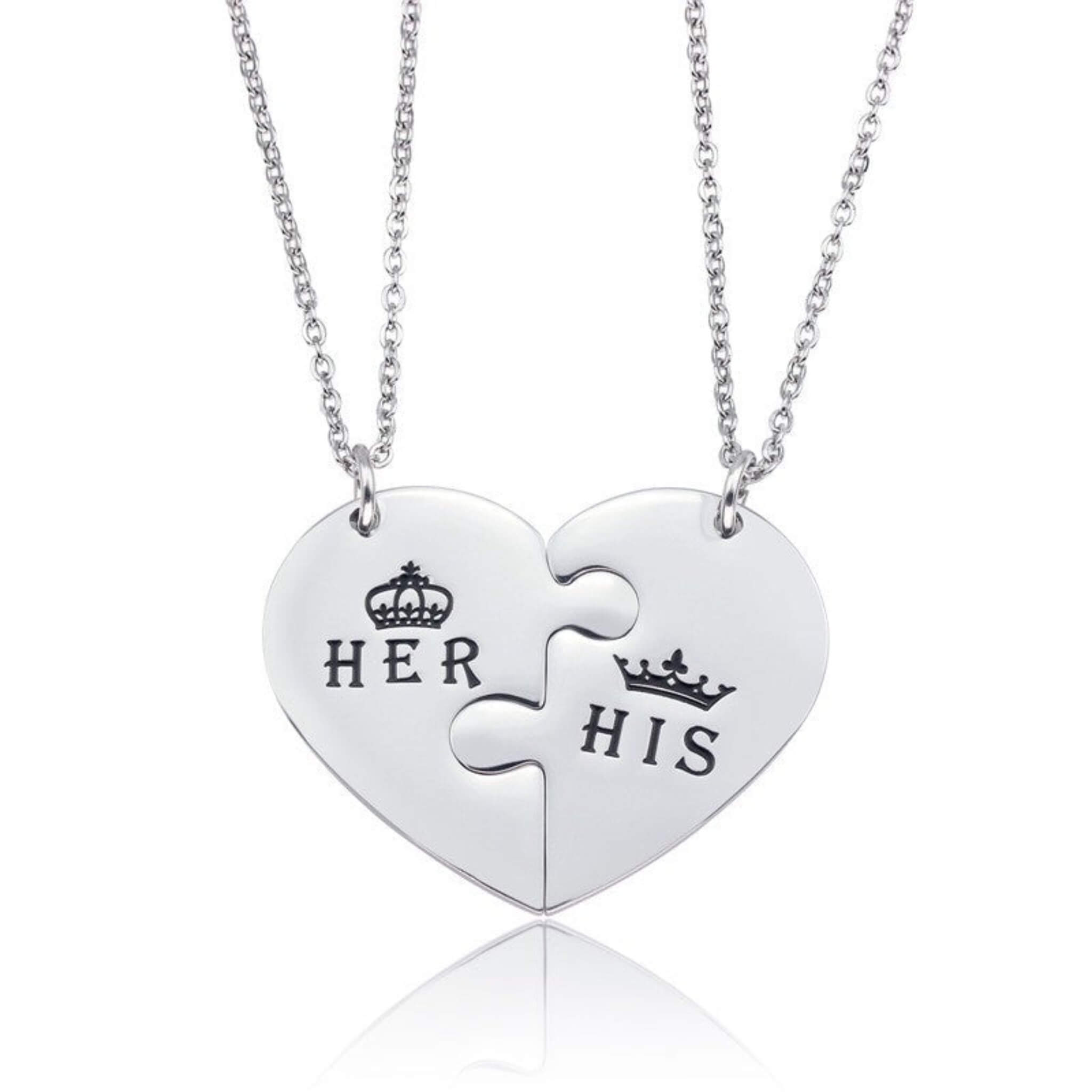 Heart Puzzle Necklace  UponBasics Silver Her&His 