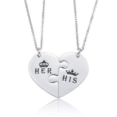 Heart Puzzle Necklace  UponBasics Silver Her&His 