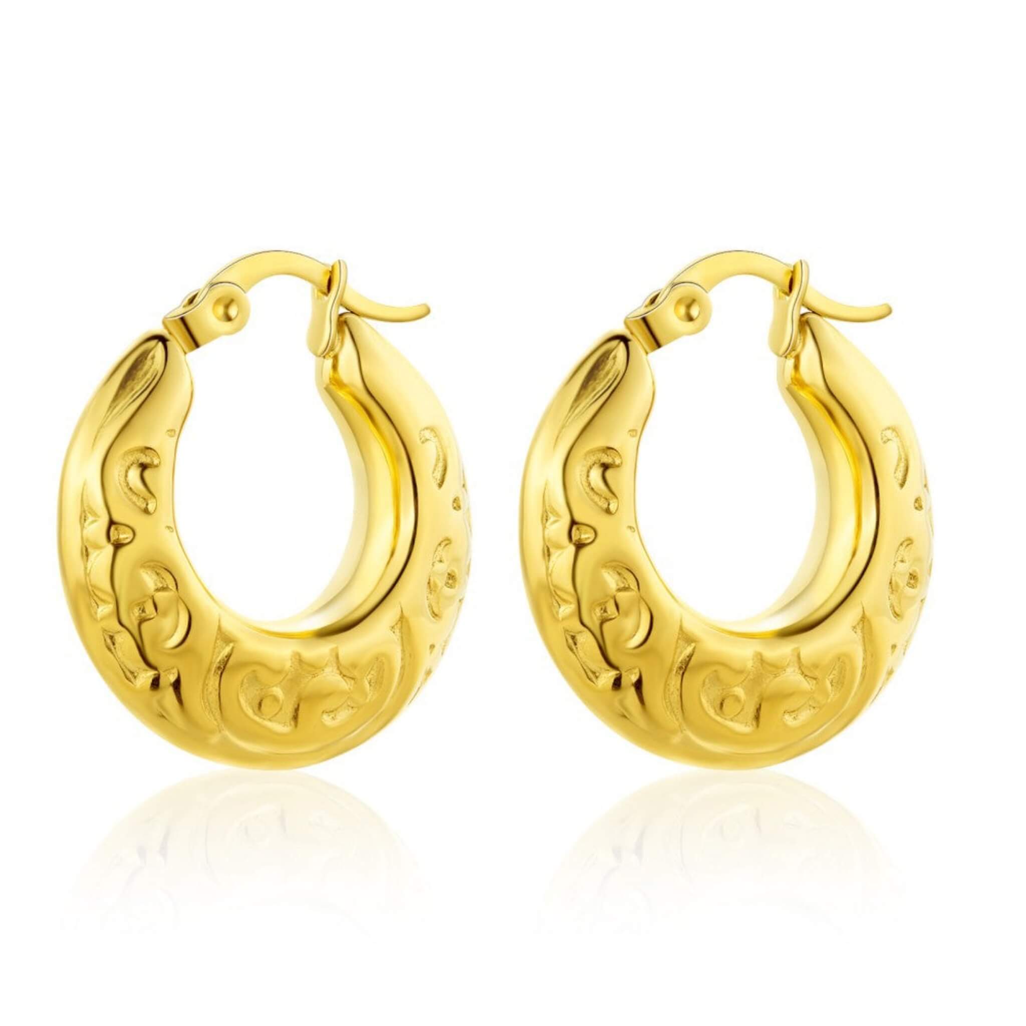 Irregular Pattern French Earrings  UponBasics Golden E918-GO 