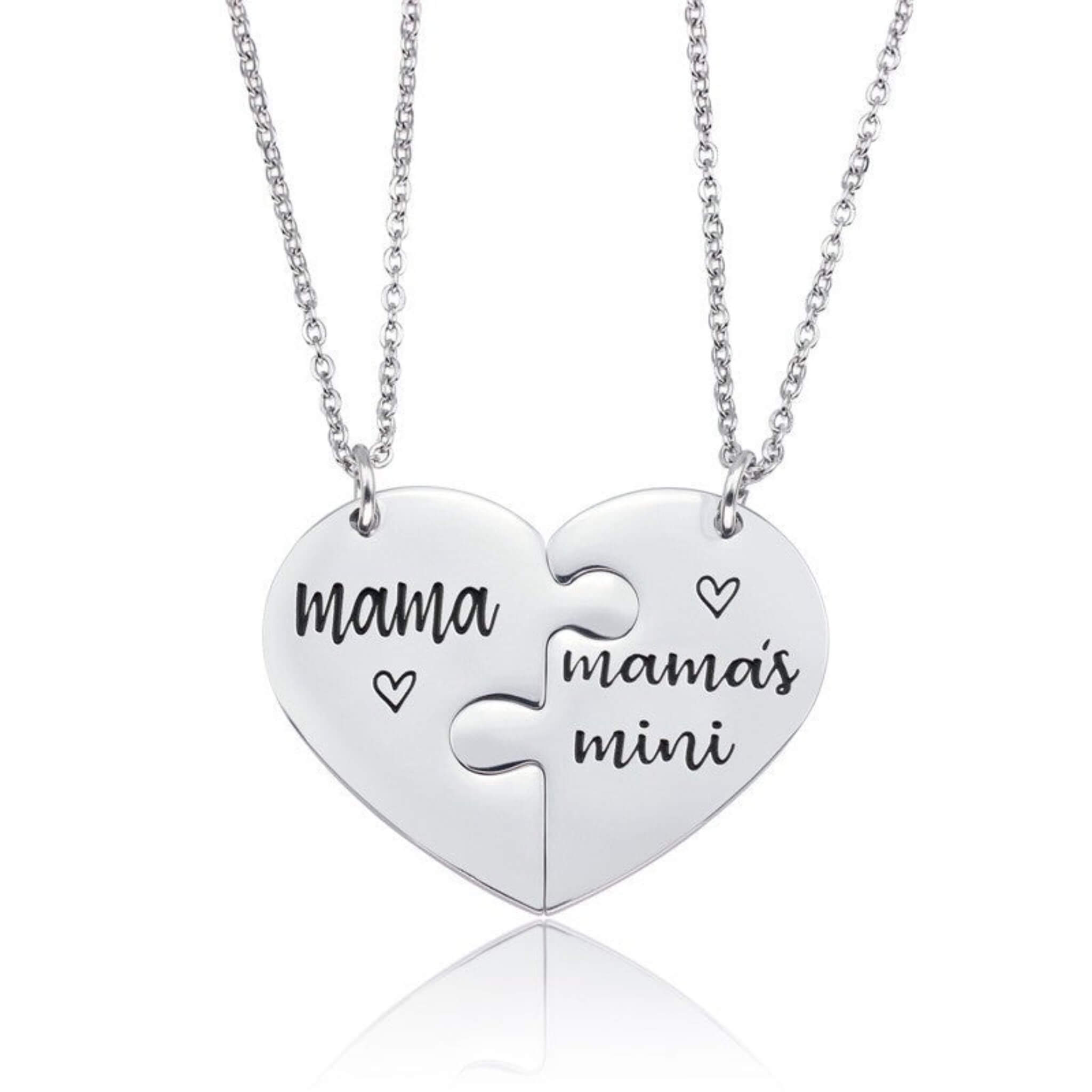 Heart Puzzle Necklace  UponBasics Silver Mum&Mini 