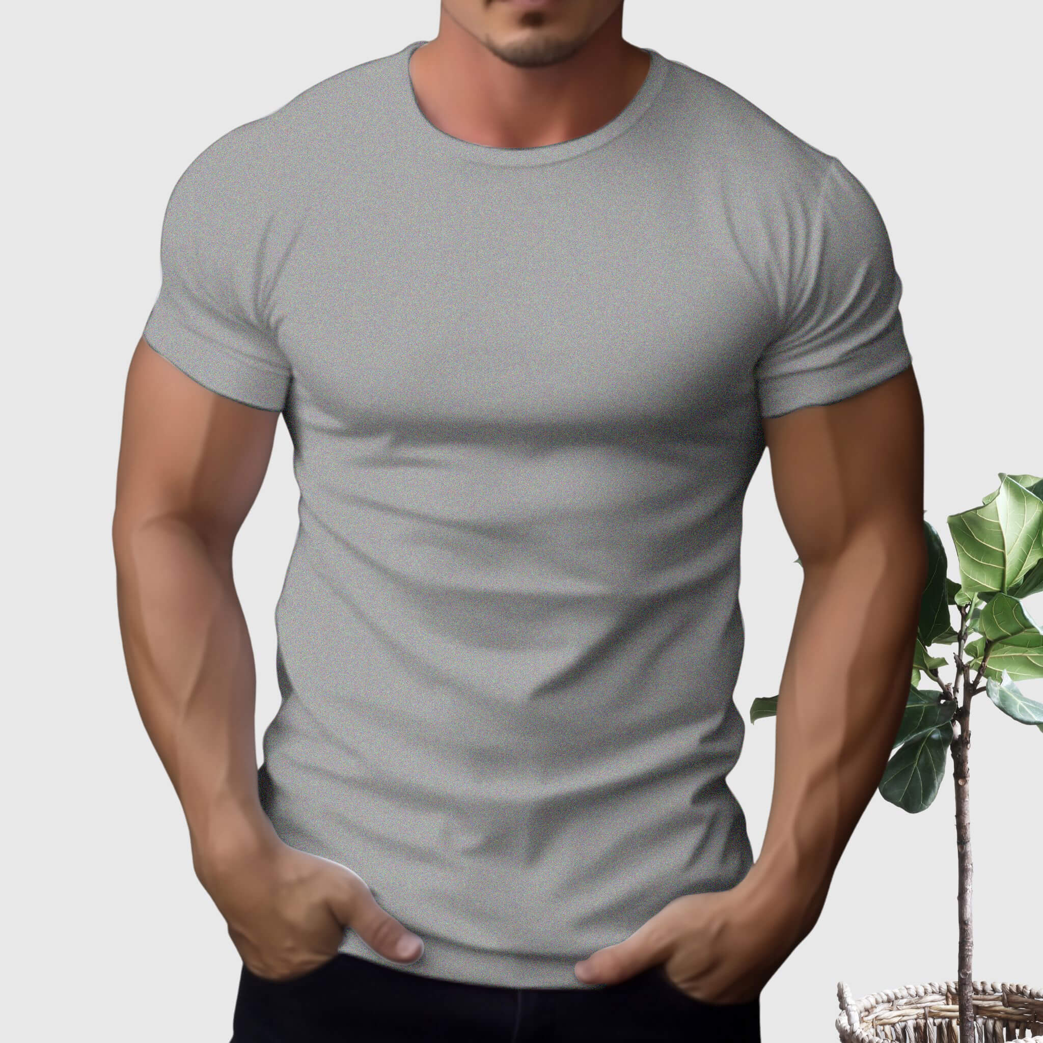 Men's 100% Cotton® Casual Tee 12 Colors  UponBasics Heather Grey XS 