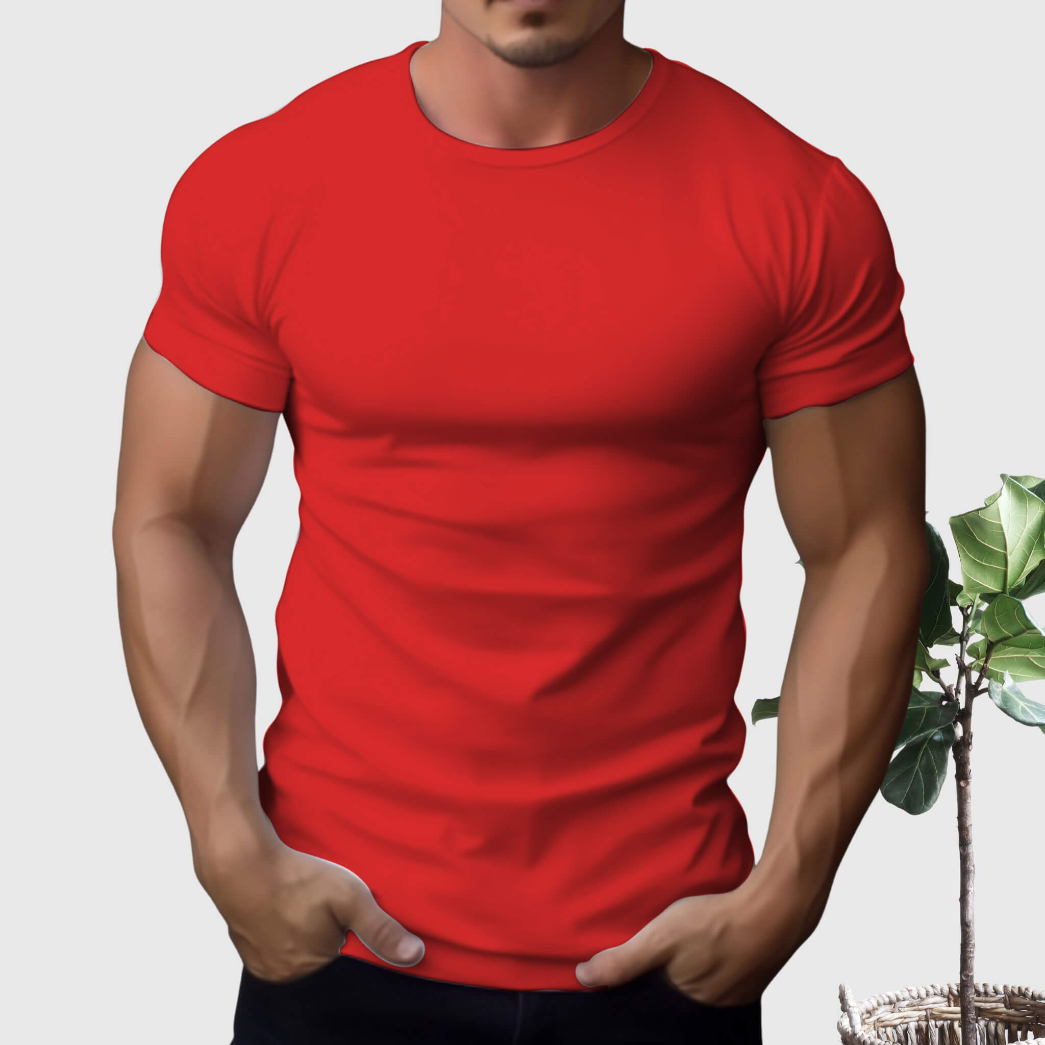 Men's 100% Cotton® Casual Tee 12 Colors  UponBasics Red XS 