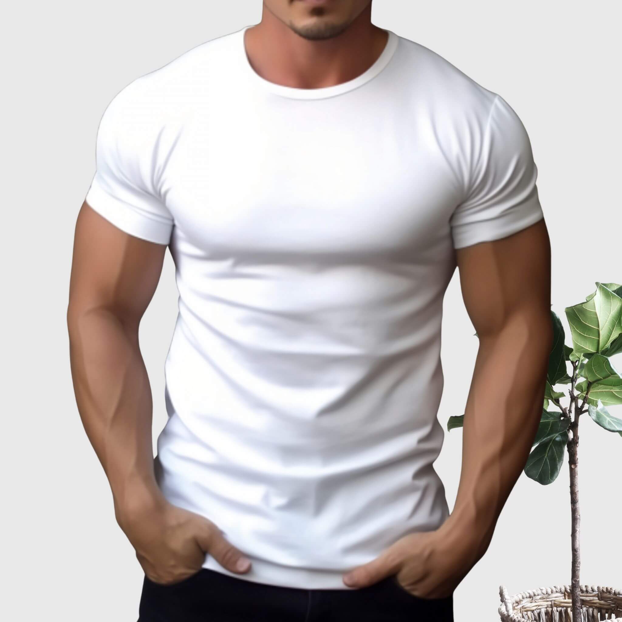 Men's 100% Cotton® Casual Tee 12 Colors  UponBasics White XS 