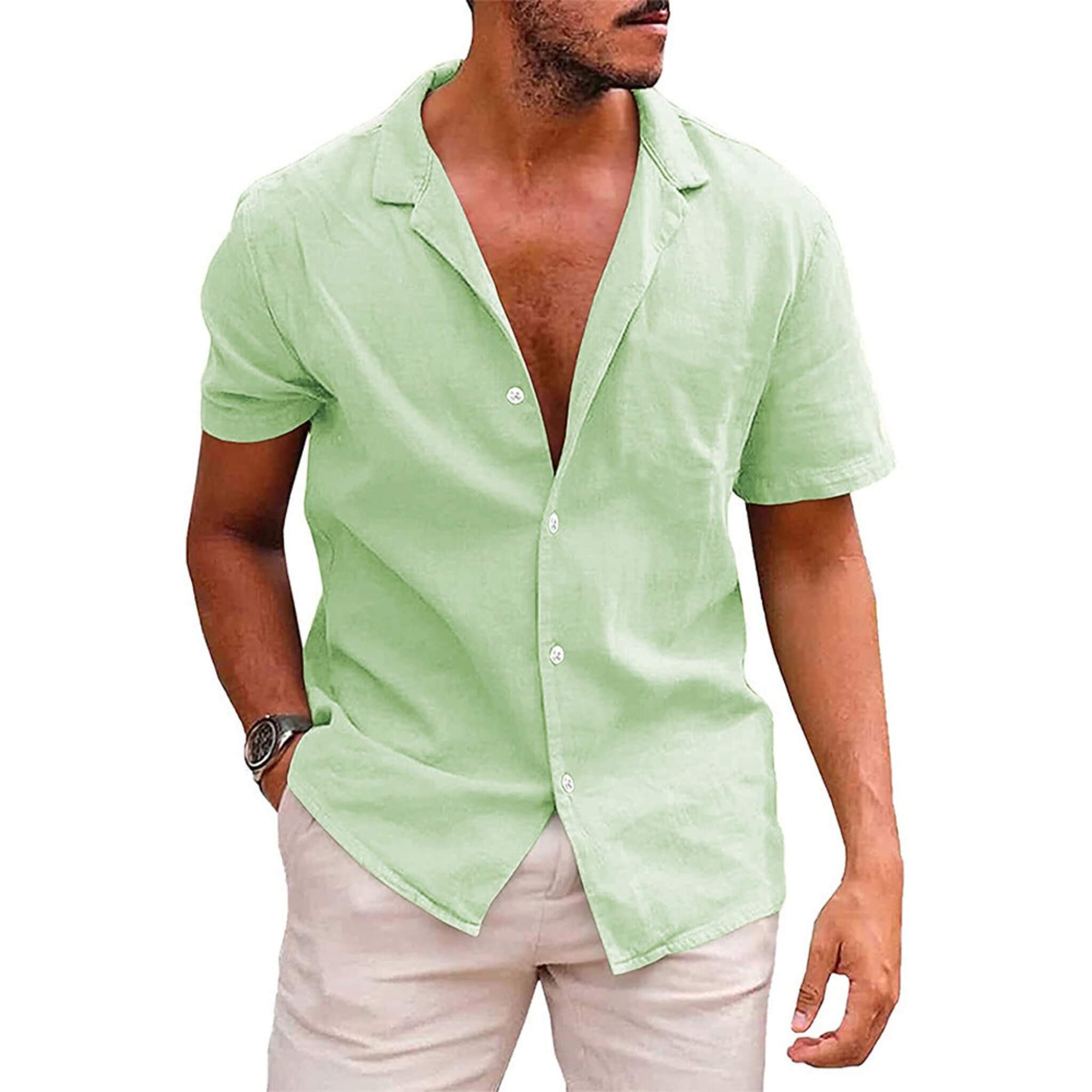 Men's Classic Loose fit Cotton Shirt  UponBasics Light Green S 