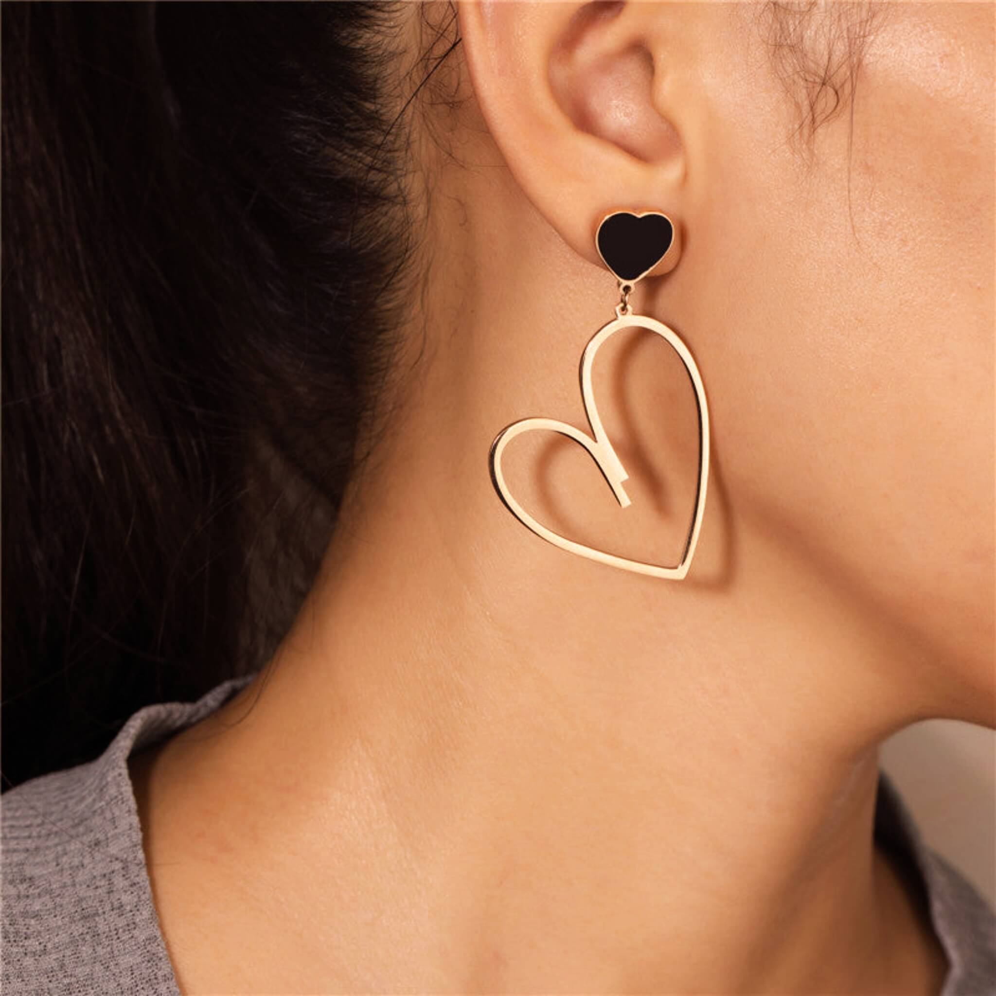 Minimalist Heart Stud Earrings  UponBasics   