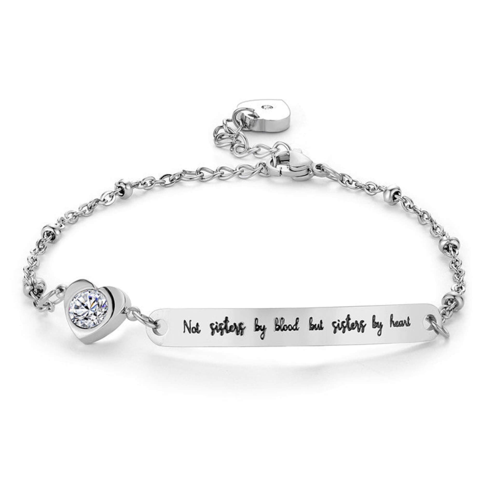 Not Sisters By Blood But Sisters By Heart Bracelet  UponBasics Silver  