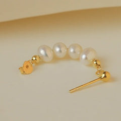 925 Silver French Vintage Pearl Earrings  UponBasics Golden  