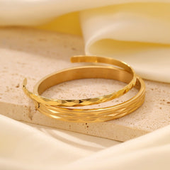 Minimalist Fashion Versatile Wave Pattern Golden Bangle Bracelet  UponBasics   