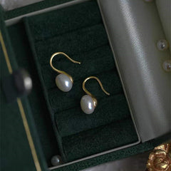 925 Sterling Silver Vintage Single Pearl Earrings  UponBasics Golden  