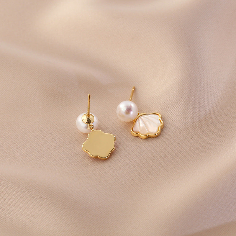 925 Sterling Silver Shell Freshwater Pearl Earrings  UponBasics   