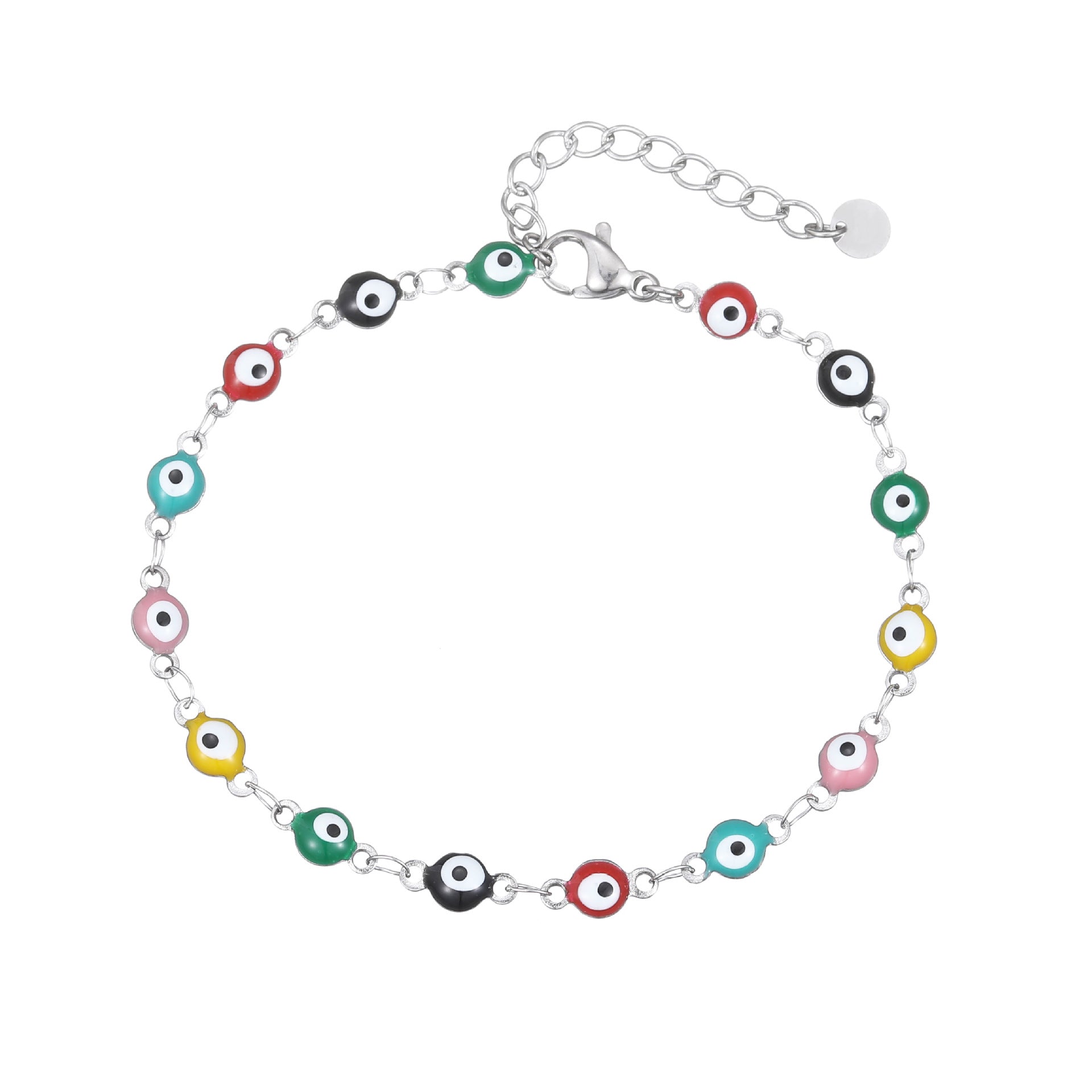 Minimalist Sweet and Fresh Heart Zircon Multi-Pendant Bracelet with Unique Design  UponBasics Color Eyes Silver 