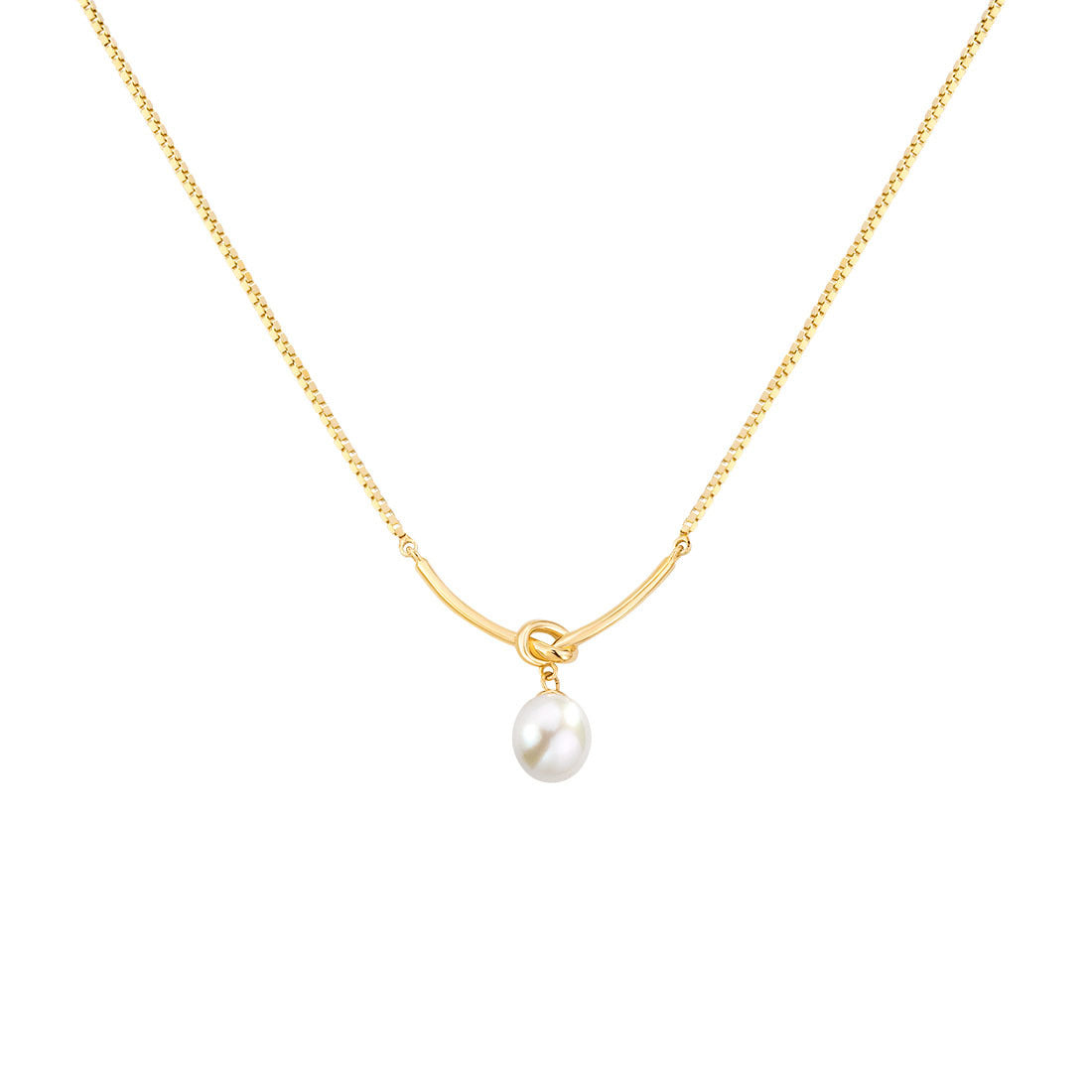 925 Silver Freshwater Pearl Knot Necklace  UponBasics Golden  