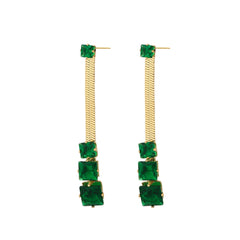 French Vintage Chic Elegant Geometric Green Agate Earrings with Timeless Grace  UponBasics Square B Golden 