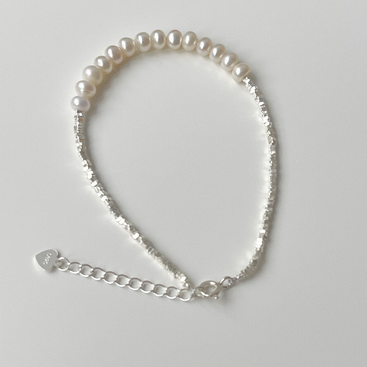 925 Sterling Silver Fresh Water Pearl Gravel Bracelet  UponBasics Silver  