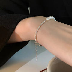 925 Sterling Silver Fresh Water Pearl Gravel Bracelet  UponBasics   