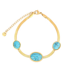 Women's Fashion Minimalist Turquoise Disc Necklace Bracelet  UponBasics Bracet Golden 