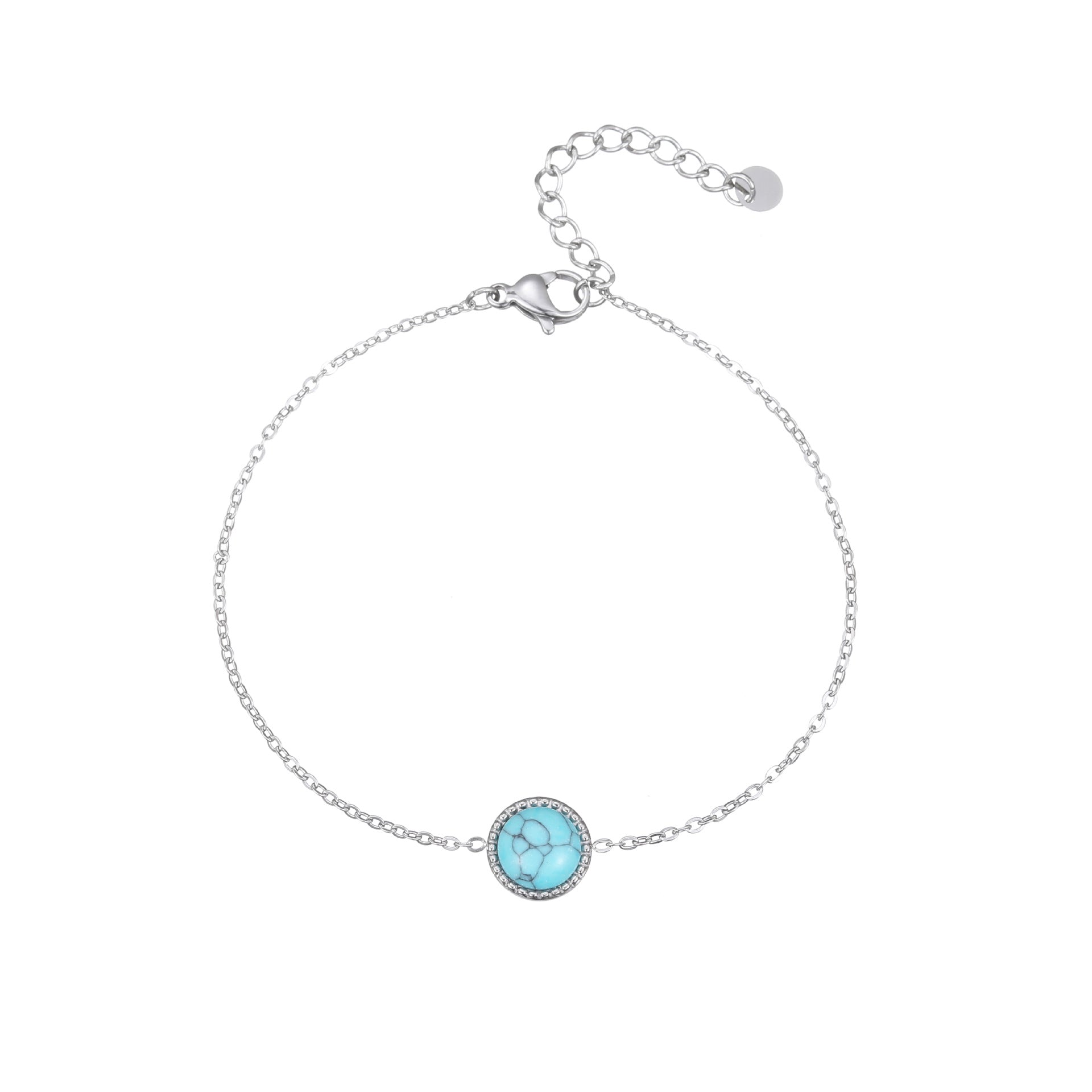 Minimalist Sweet and Fresh Heart Zircon Multi-Pendant Bracelet with Unique Design  UponBasics Blue Circle Silver 