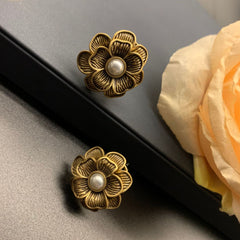 Vintage-Inspired Pure Copper Floral Earrings  UponBasics   