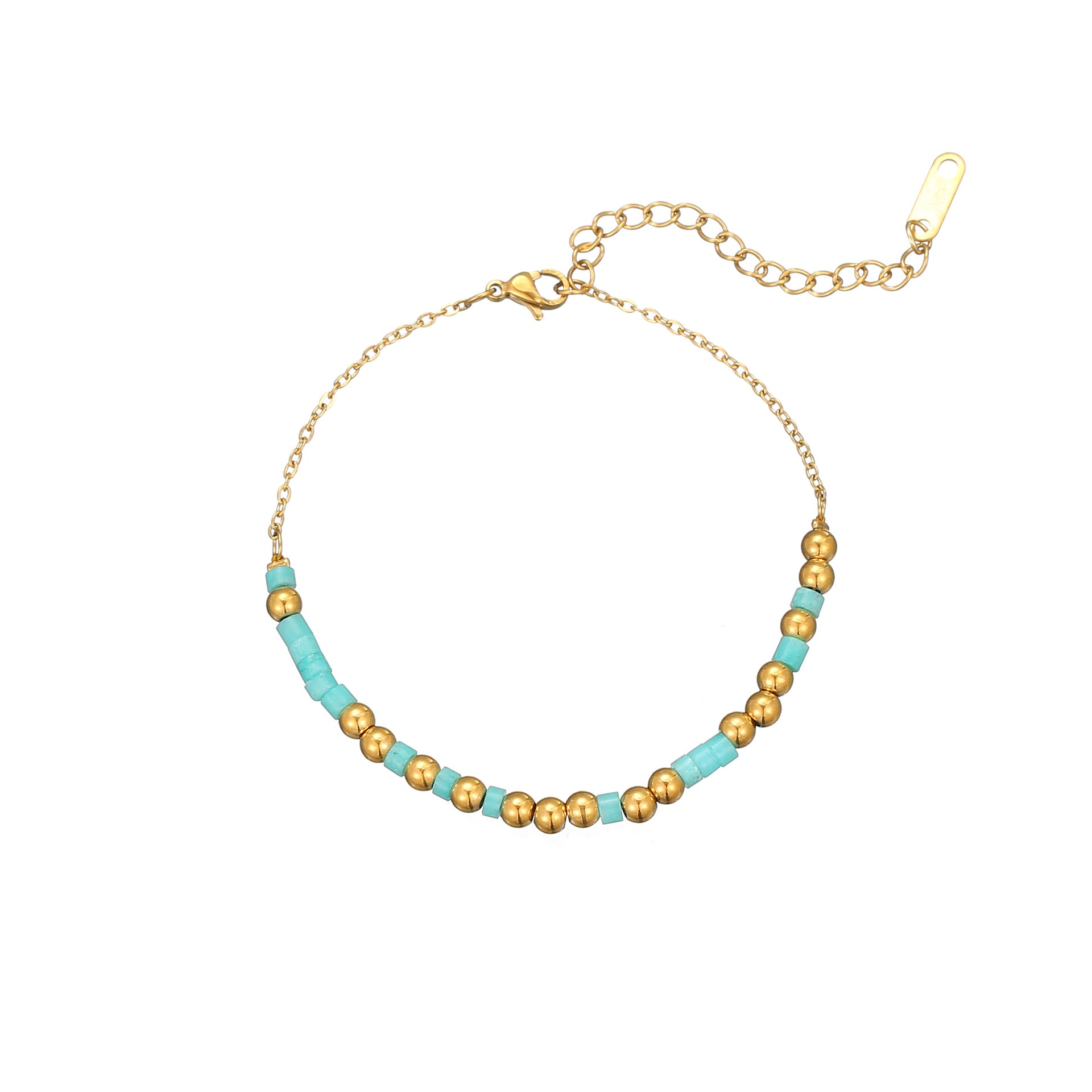 Casual Elegant French Crystal Golden Bead Natural Stone Beaded Bracelet  UponBasics Blue  