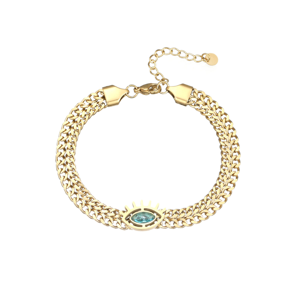 Casual Elegant Women's Fashion Multicolor Zircon-Inlaid Titanium Steel Bracelet  UponBasics Eye Golden 