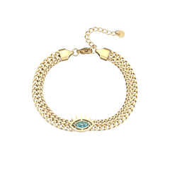 Casual Elegant Women's Fashion Multicolor Zircon-Inlaid Titanium Steel Bracelet  UponBasics Eye Golden 