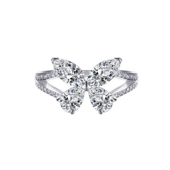 S925 Silver Butterfly Design High Carbon White Rhinestone Ring  UponBasics   