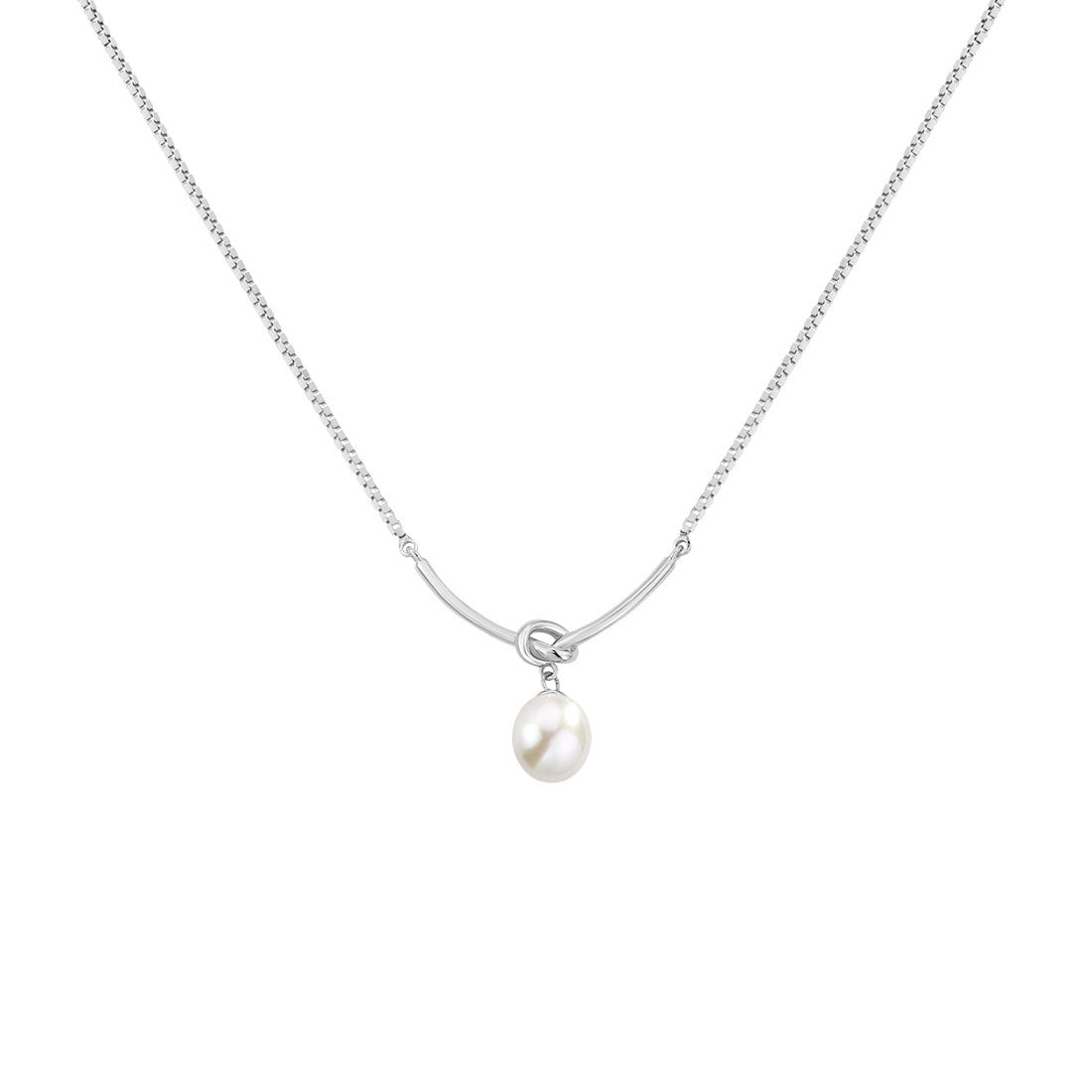 925 Silver Freshwater Pearl Knot Necklace  UponBasics Silver  