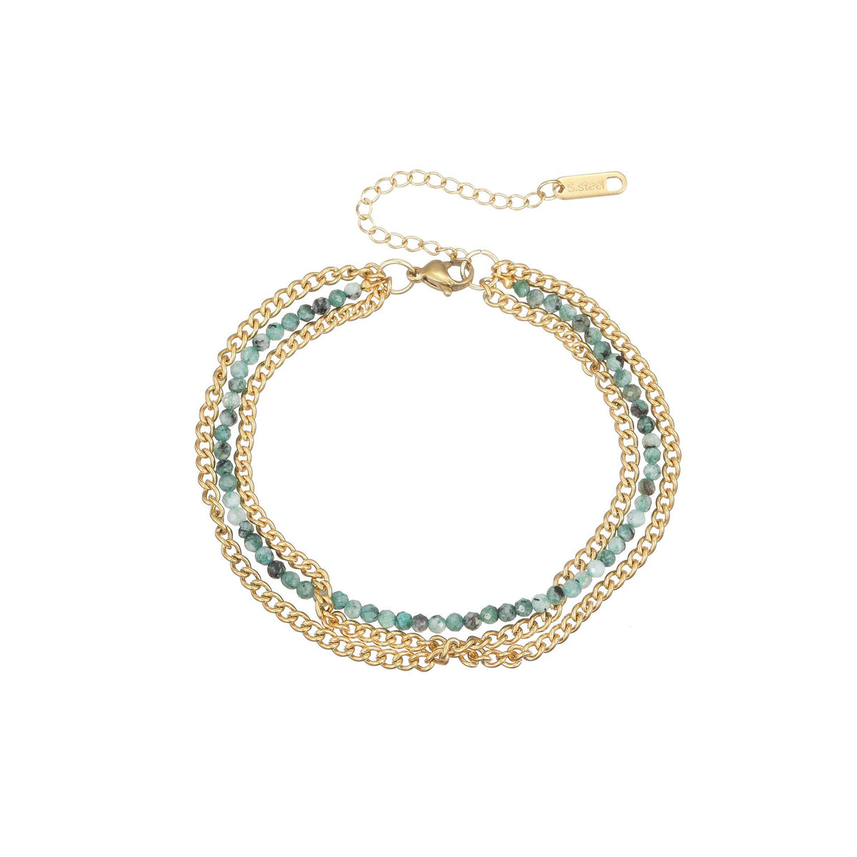 Minimalist Sweet and Cool 3-Layer Blue Bead Versatile Unique Design Bracelet  UponBasics 3-layer Golden 
