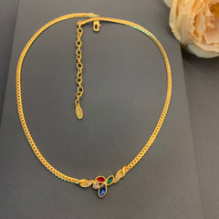 French Light Luxury Color Rhinestone Necklace  UponBasics   