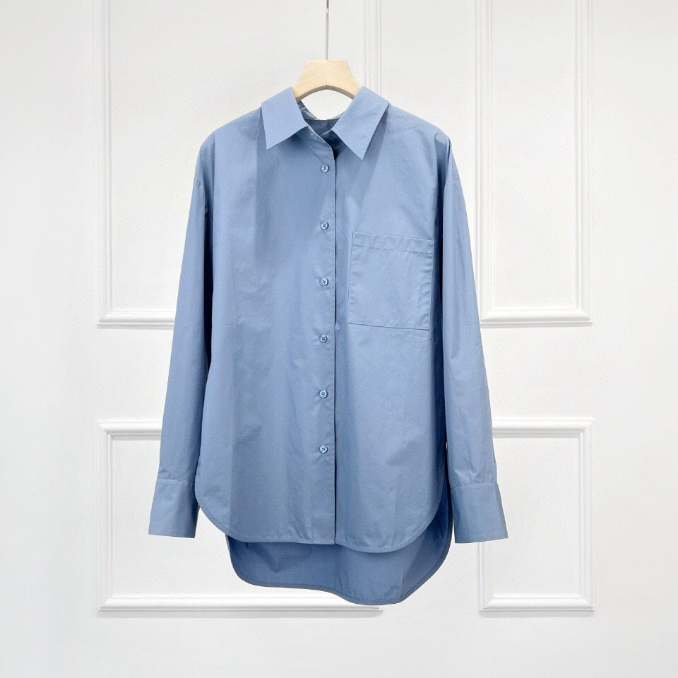 New Early Autumn Cotton Fit Shirt  UponBasics Grey Blue S 