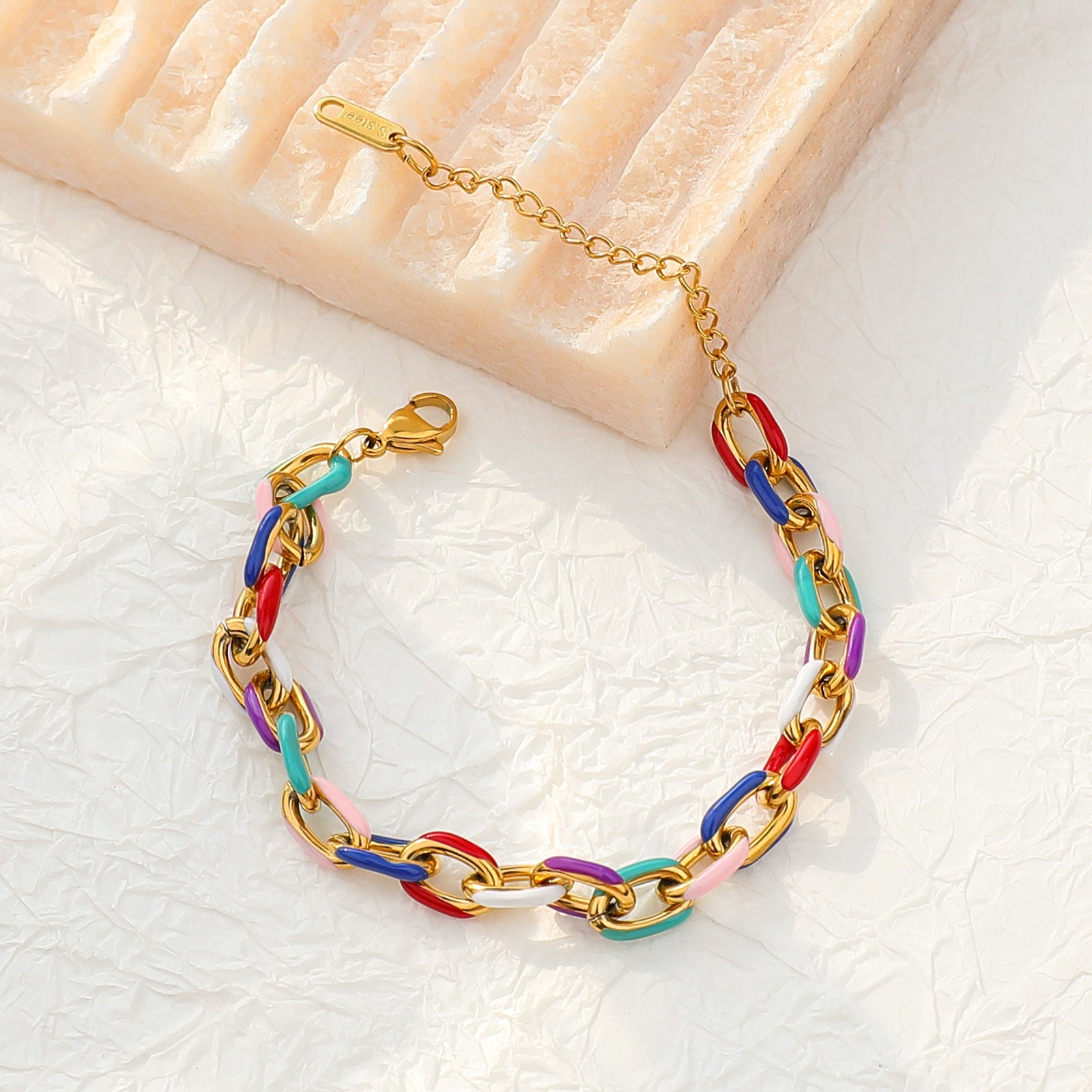 Edgy Hip-Hop Trendy Colorful Drip Oil Bracelet and Enamel Earrings  UponBasics   