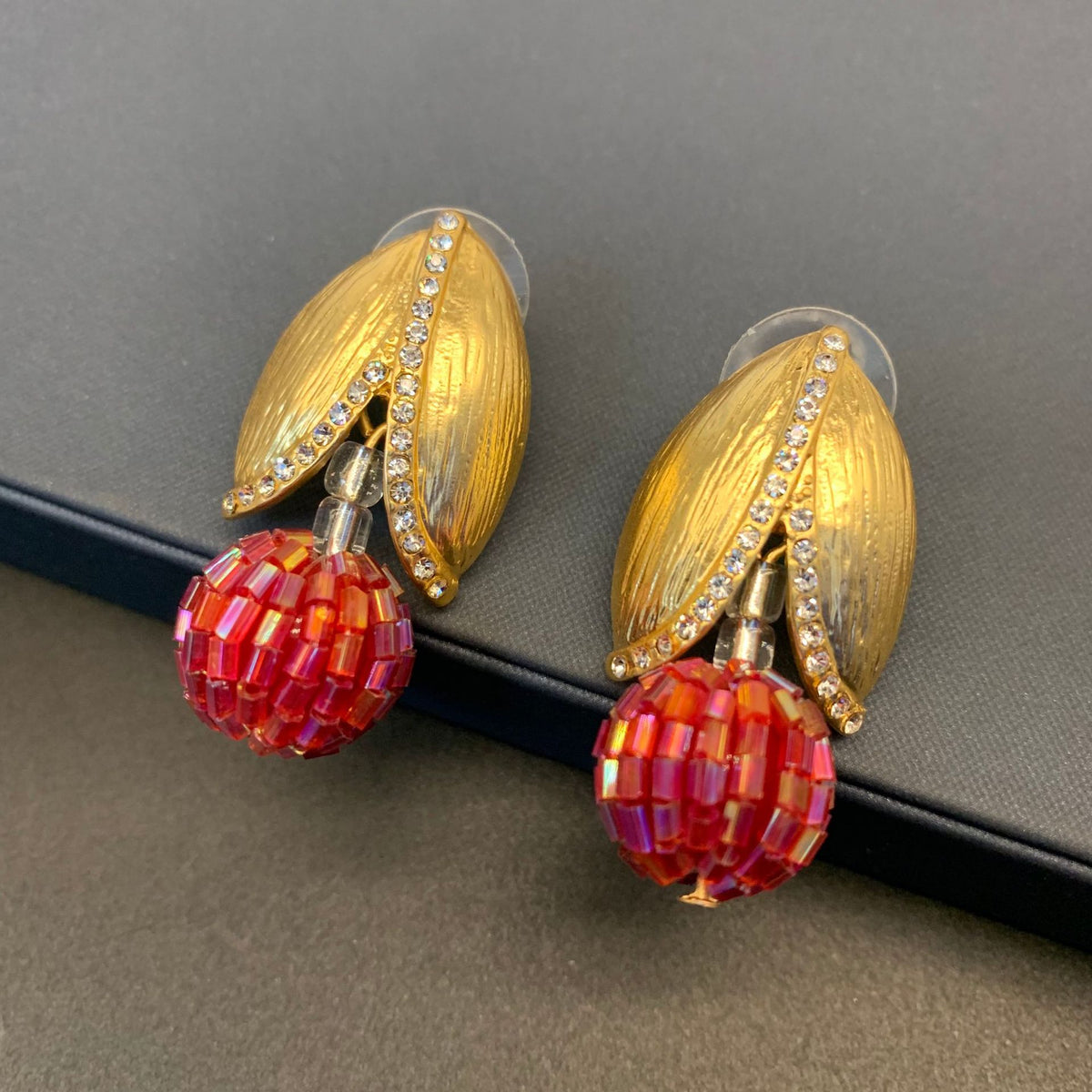 Fresh and Sweet Everyday Cherry-Shaped Earrings  UponBasics Golden  