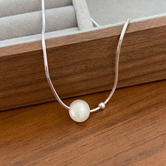 925 Silver Female Freshwater Pearl Clavicle Chain  UponBasics   