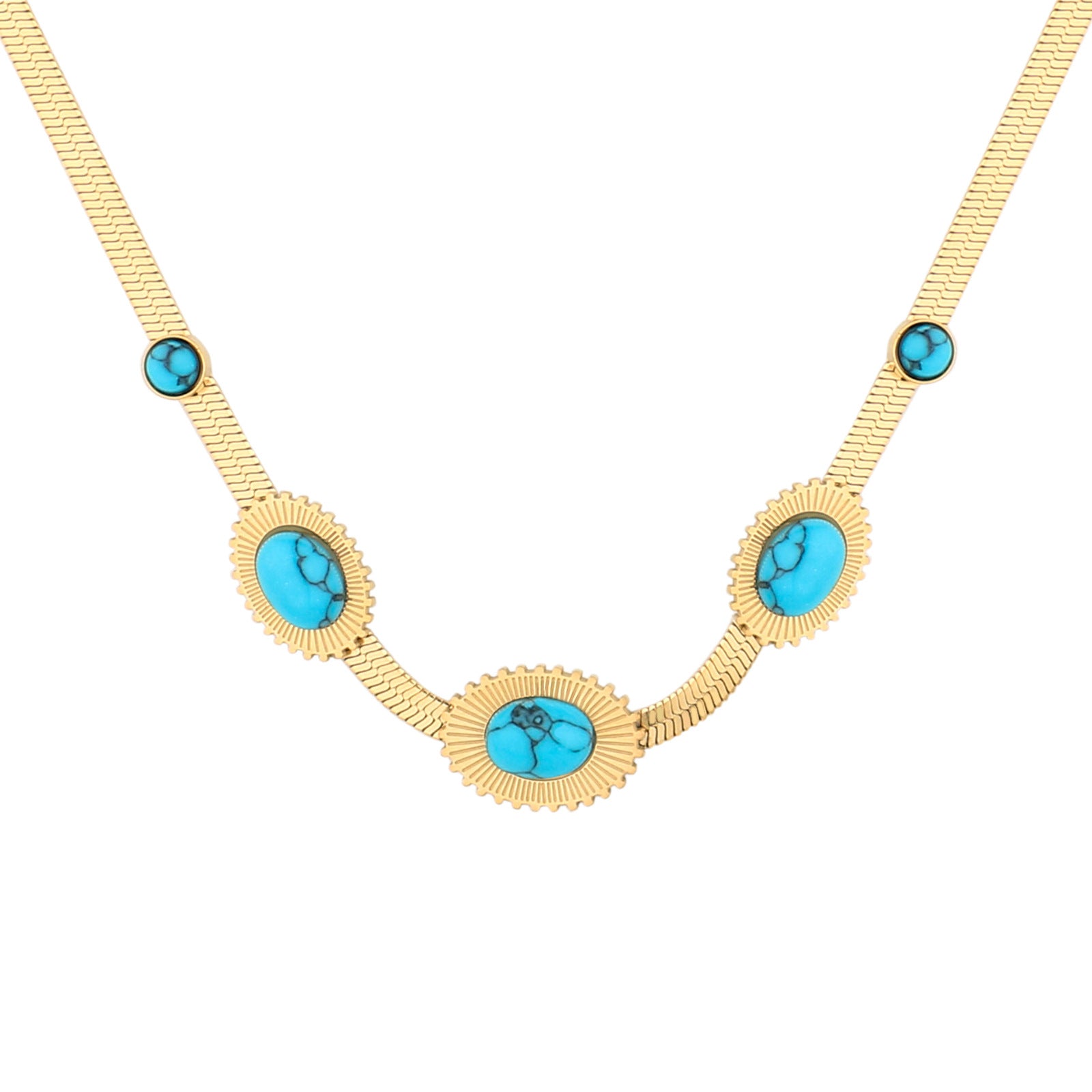 Women's Fashion Minimalist Turquoise Disc Necklace Bracelet  UponBasics Elliptic A Golden 