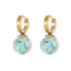 Exaggerated High-End Elegant Green Earrings for Women with Hollow Geometric Round Long Pendants  UponBasics Sphere Golden 