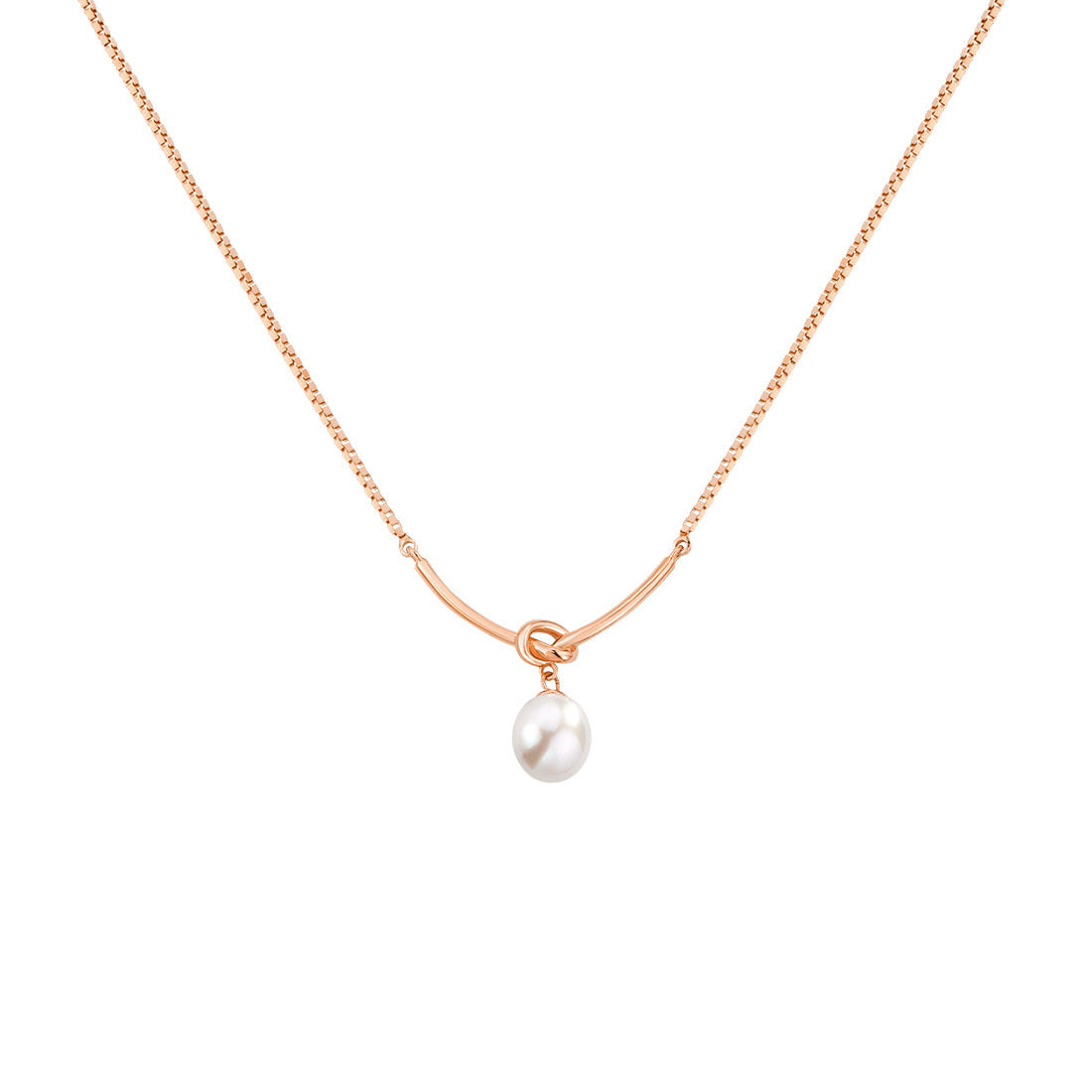 925 Silver Freshwater Pearl Knot Necklace  UponBasics Rose-Gold  