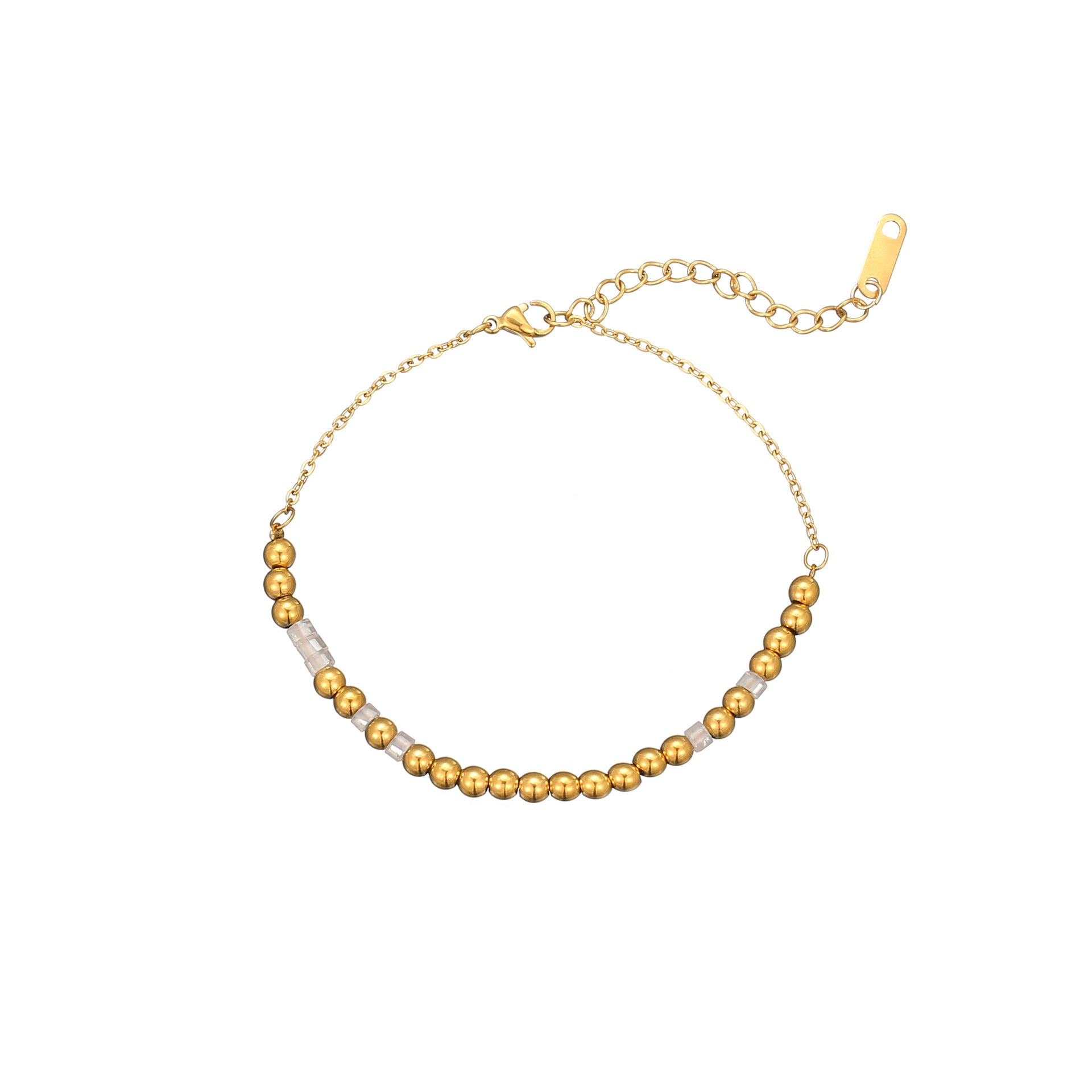 Casual Elegant French Crystal Golden Bead Natural Stone Beaded Bracelet  UponBasics Golden  
