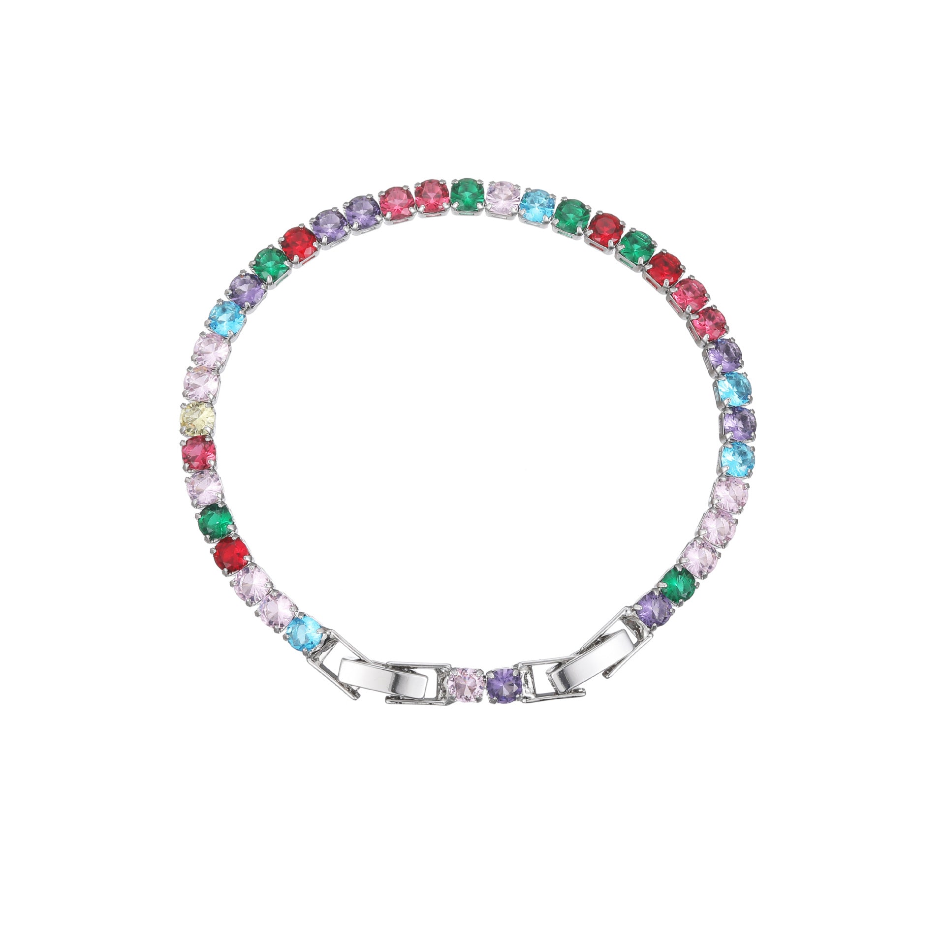 Fashion Sweet and Cool Irregular Arrangement Colorful Zircon Simple and Elegant Clasp Bracelet  UponBasics Red  