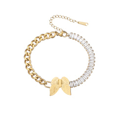 Colorful Zircon Lock and Butterfly Casual Elegant Lovers' Bracelet  UponBasics Butterfly Golden 