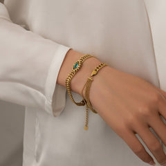 Casual Elegant Women's Fashion Multicolor Zircon-Inlaid Titanium Steel Bracelet  UponBasics   