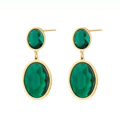 French Vintage Chic Elegant Geometric Green Agate Earrings with Timeless Grace  UponBasics Round Golden 