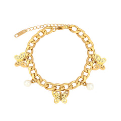 Vintage Exaggerated Personality Multi-Layer Gold-Plated Butterfly Bracelet for Women  UponBasics Butterfly A Golden 