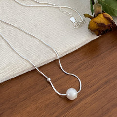 925 Silver Female Freshwater Pearl Clavicle Chain  UponBasics   