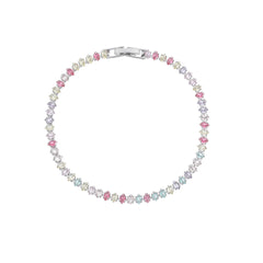 Fashion Sweet and Cool Irregular Arrangement Colorful Zircon Simple and Elegant Clasp Bracelet  UponBasics Pink  