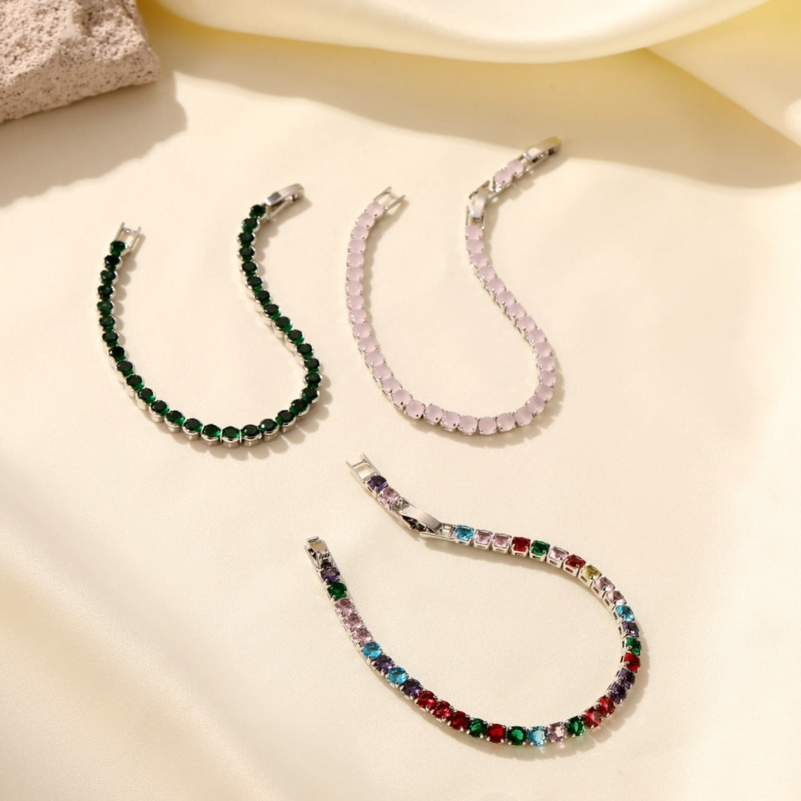 Fashion Sweet and Cool Irregular Arrangement Colorful Zircon Simple and Elegant Clasp Bracelet  UponBasics   
