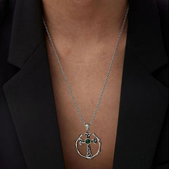 Vintage-Inspired Cross Wing Oil-Pressed Pendant Titanium Steel Men's Necklace | UponBasics  UponBasics   