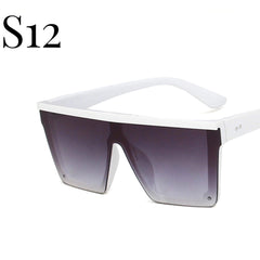 Simple Large Frame One-Piece Sunglasses  UponBasics White-S12  