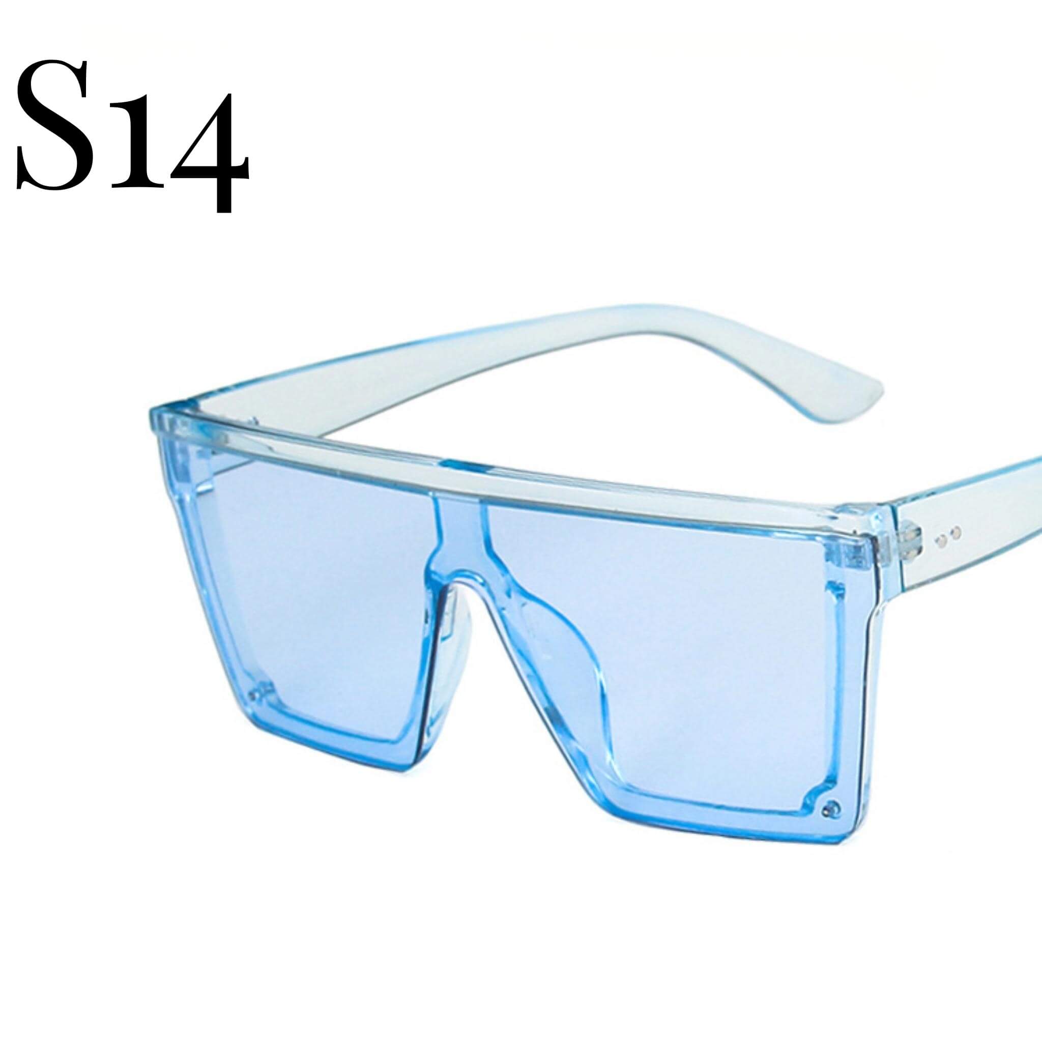 Simple Large Frame One-Piece Sunglasses  UponBasics Blue-S14  