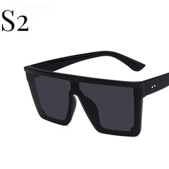 Simple Large Frame One-Piece Sunglasses  UponBasics Black-S2  
